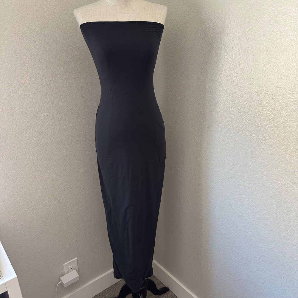 Skims Midi Tube Bodycon Dress Double Lined Sleeveless Dark Gray Sz M